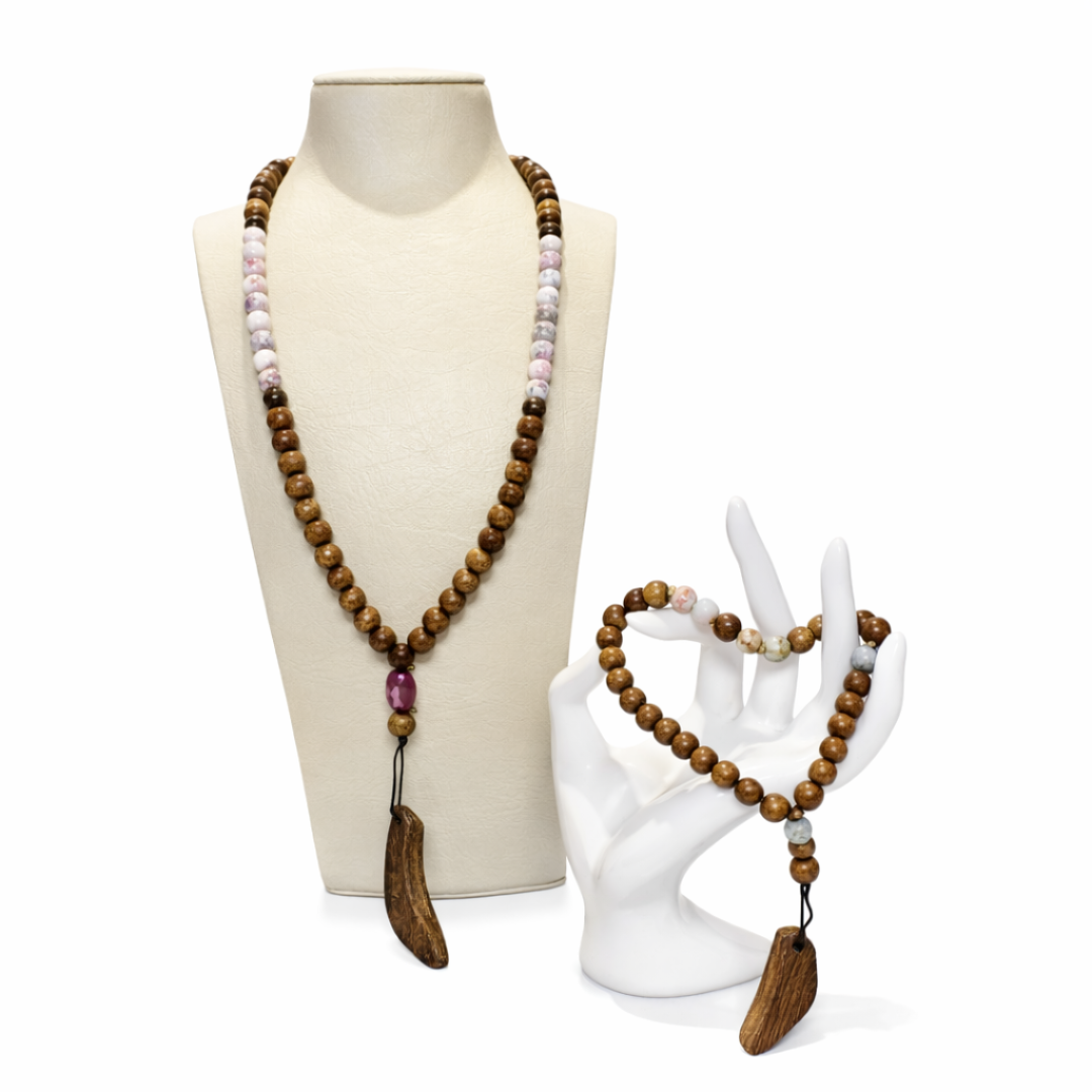 Collier & Bracelet Charme Bohème Rose