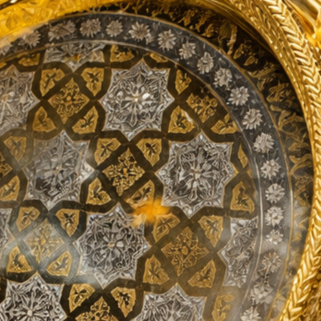 Plateau Marocain Rond Prestige – Doré & Motifs Andalous