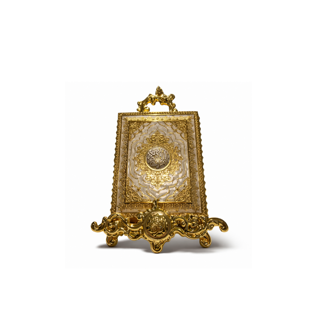 Coffret Qur’an Décoratif de Luxe sur Support Doré