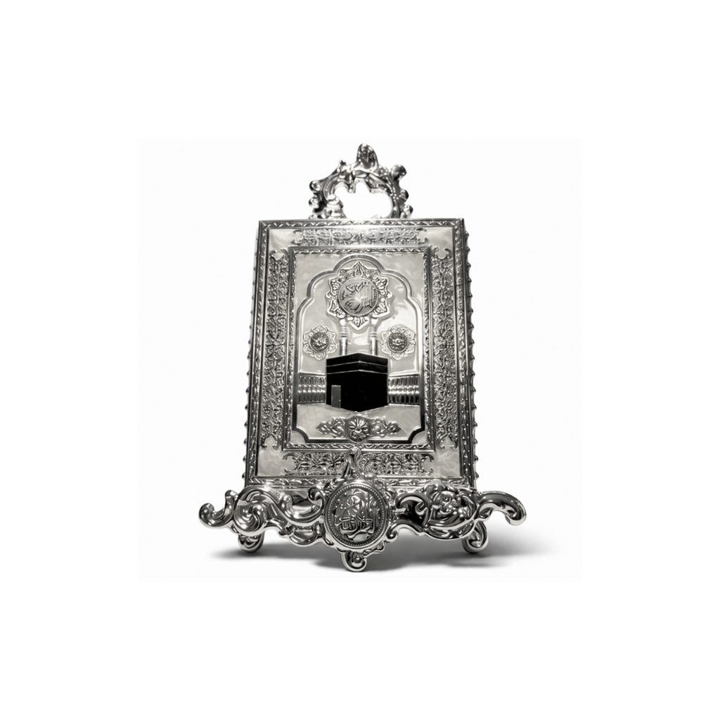 Coffret Qur’an Décoratif Signature – Édition Kaaba Argentée