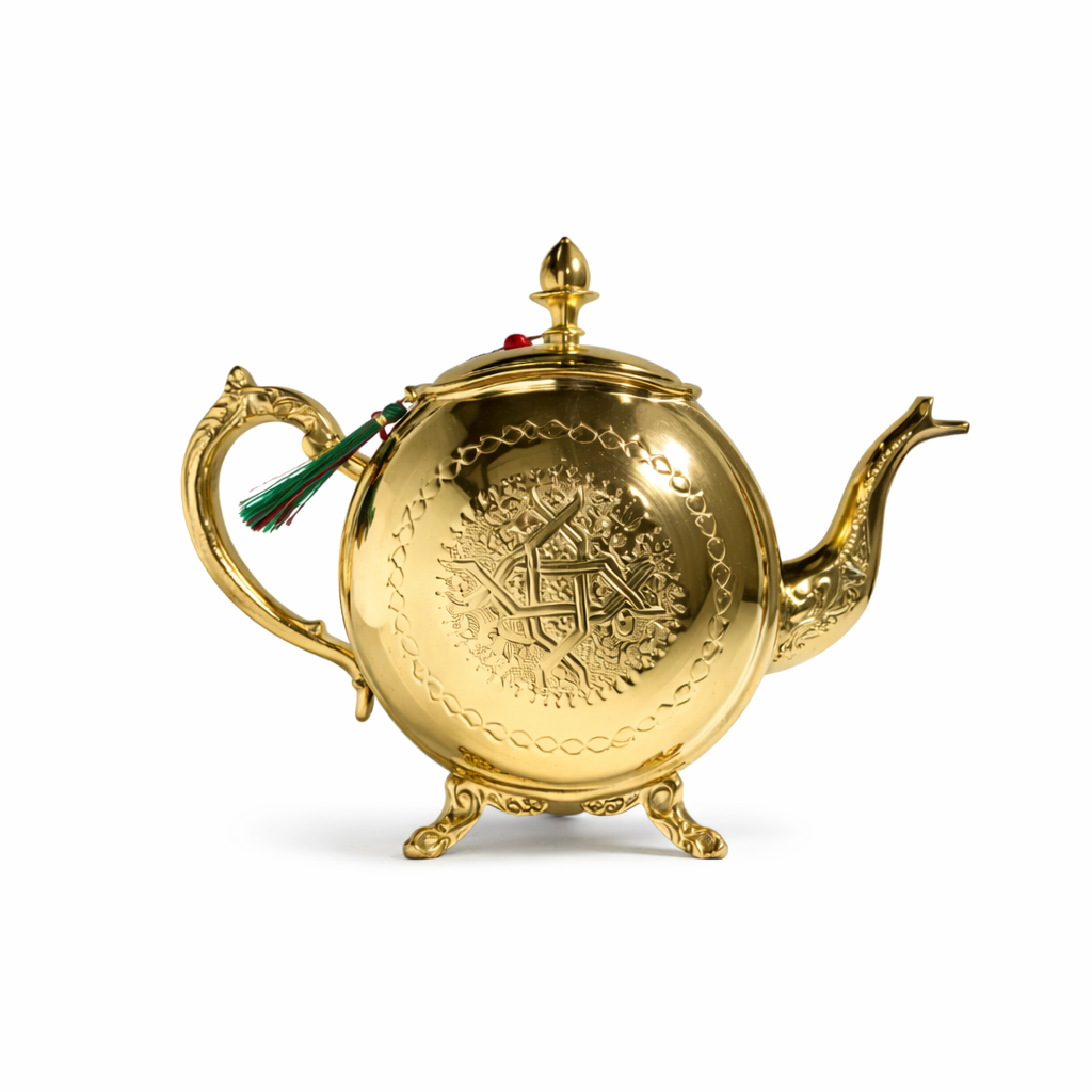 Théière Marocaine Prestige – Finition Dorée Gravée
